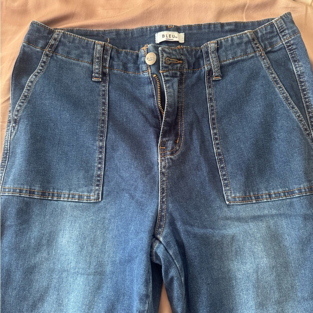 BLEU Denim High-Rise Wide Leg Jeans - Medium Blue
